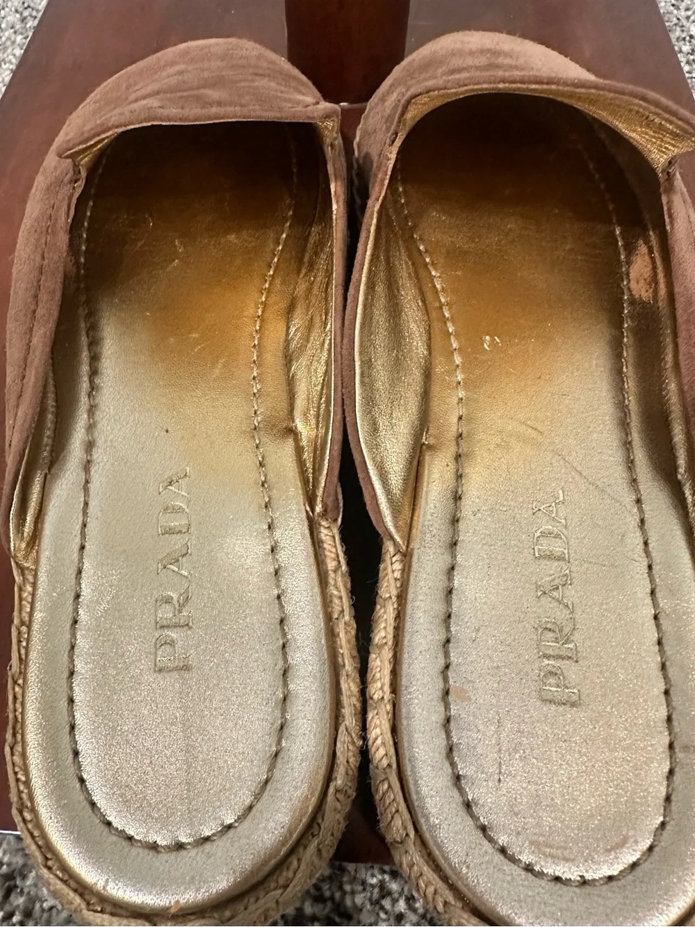 Prada Brown Suede Slip-On Espadrilles